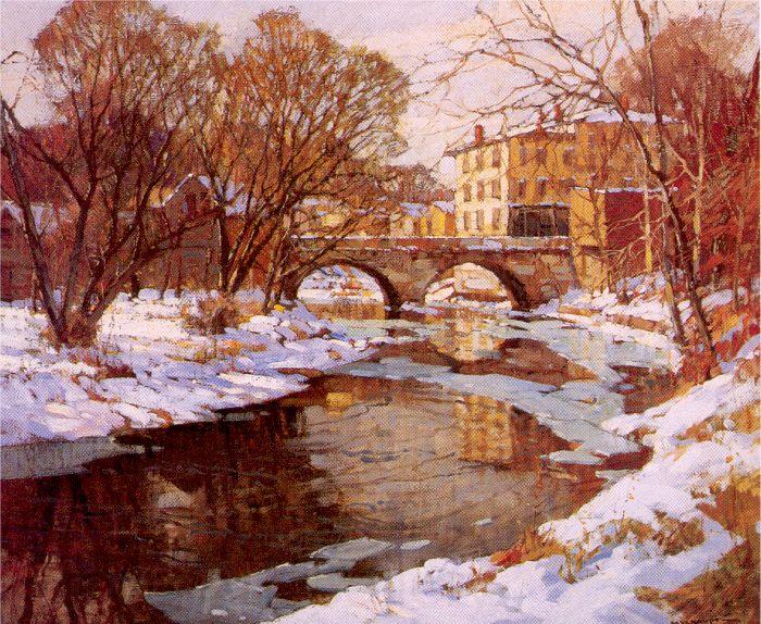 Mulhaupt, Frederick John Choate Bridge, Winter Norge oil painting art
